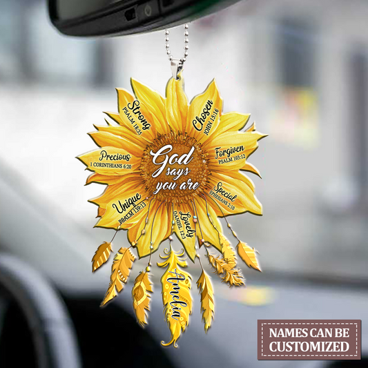 Sunflower Feather God Says You Are Personalized 20 Oz Tumbler For Coffee Travel And Daily Drinks