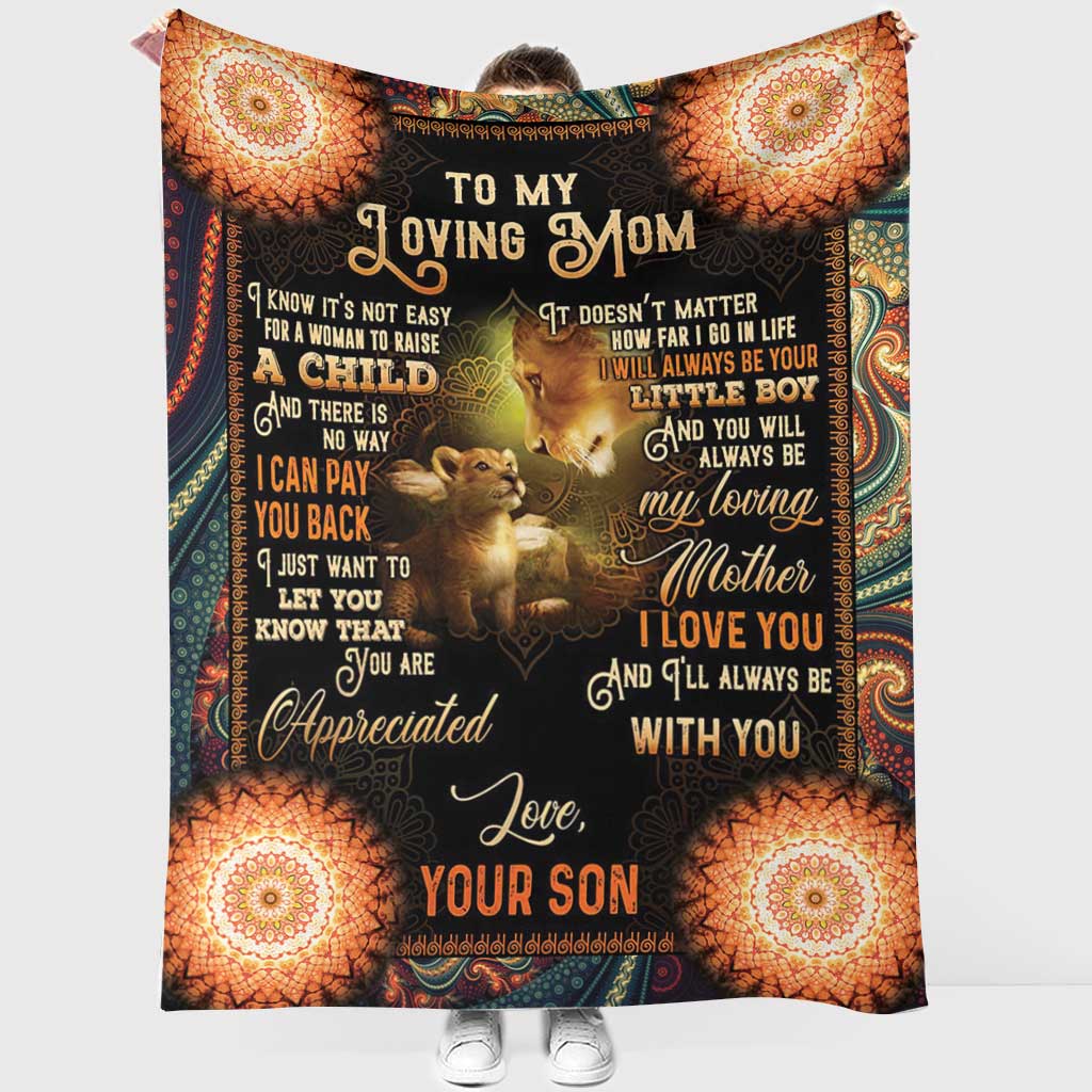 Lion Mothers Day To My Mom Flannel Blanket For Cozy Bedroom Sofa Decor