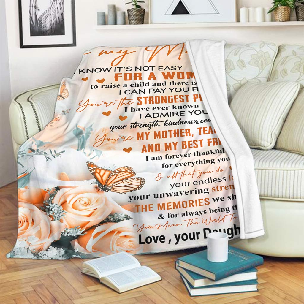 Rose Gift For Mom Mother Flannel Blanket For Cozy Bedroom Sofa Decor