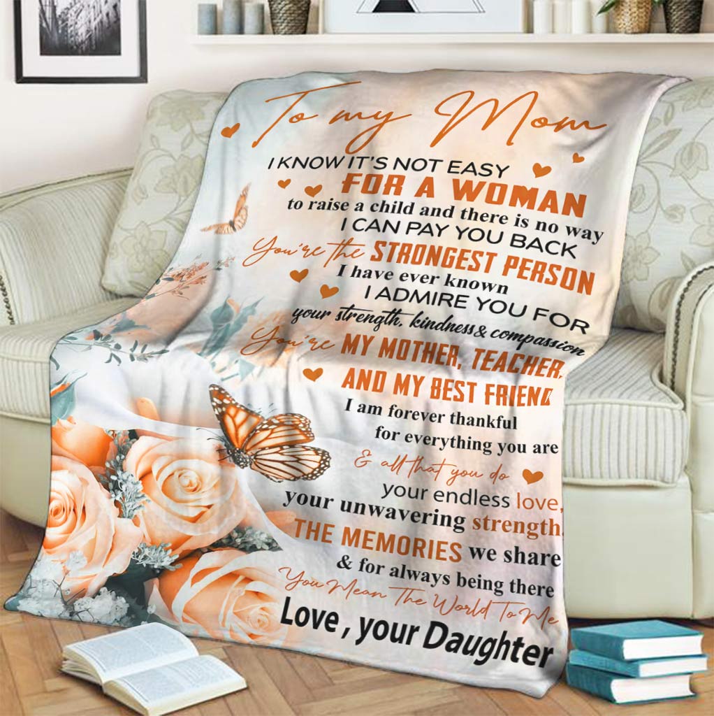 Rose Gift For Mom Mother Flannel Blanket For Cozy Bedroom Sofa Decor