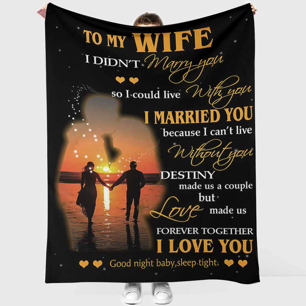 Family To My Wife Couple I Married You Flannel Blanket For Cozy Bedroom Sofa Decor