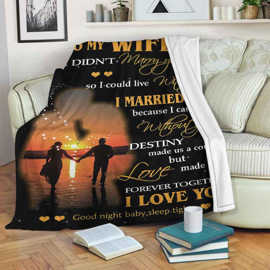 Family To My Wife Couple I Married You Flannel Blanket For Cozy Bedroom Sofa Decor