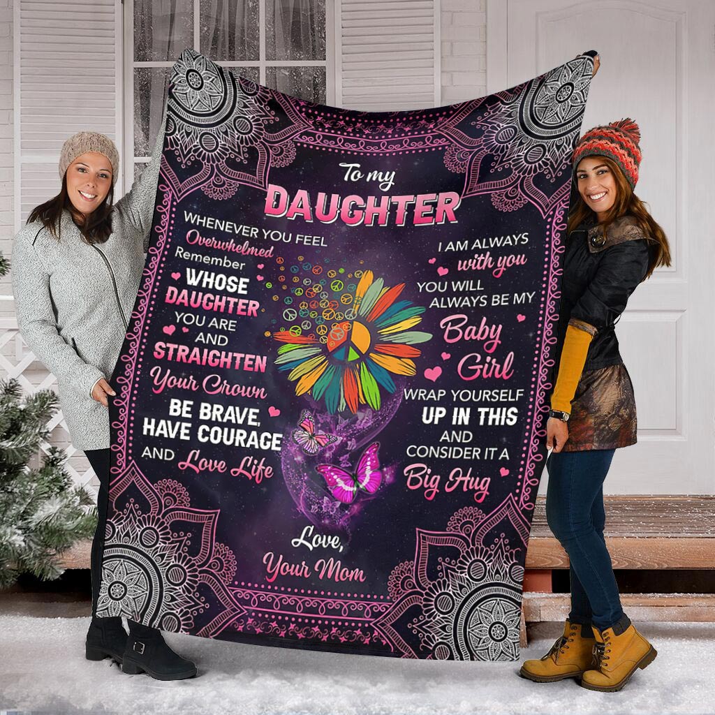 Hippie Butterfly To My Daughter Flannel Blanket For Cozy Bedroom Sofa Decor