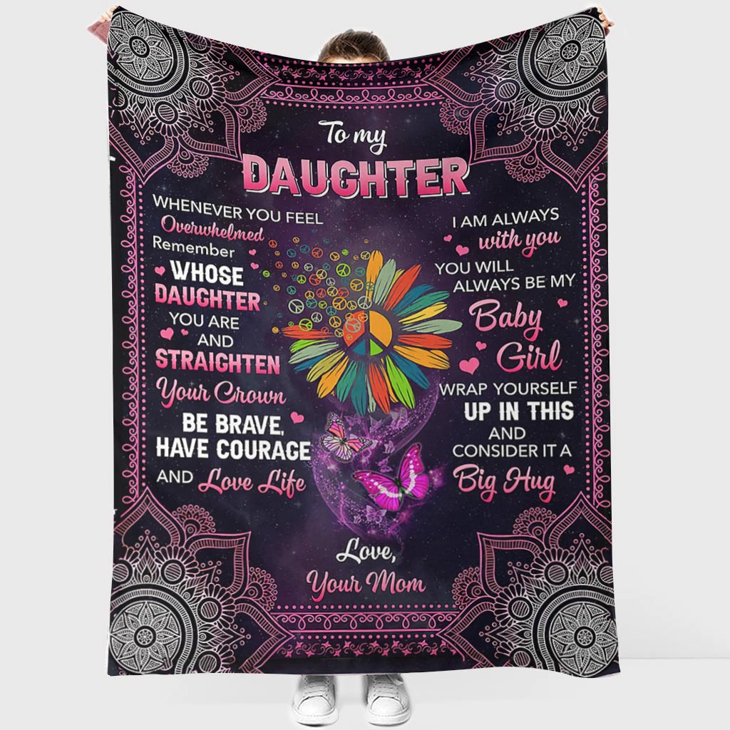 Hippie Butterfly To My Daughter Flannel Blanket For Cozy Bedroom Sofa Decor