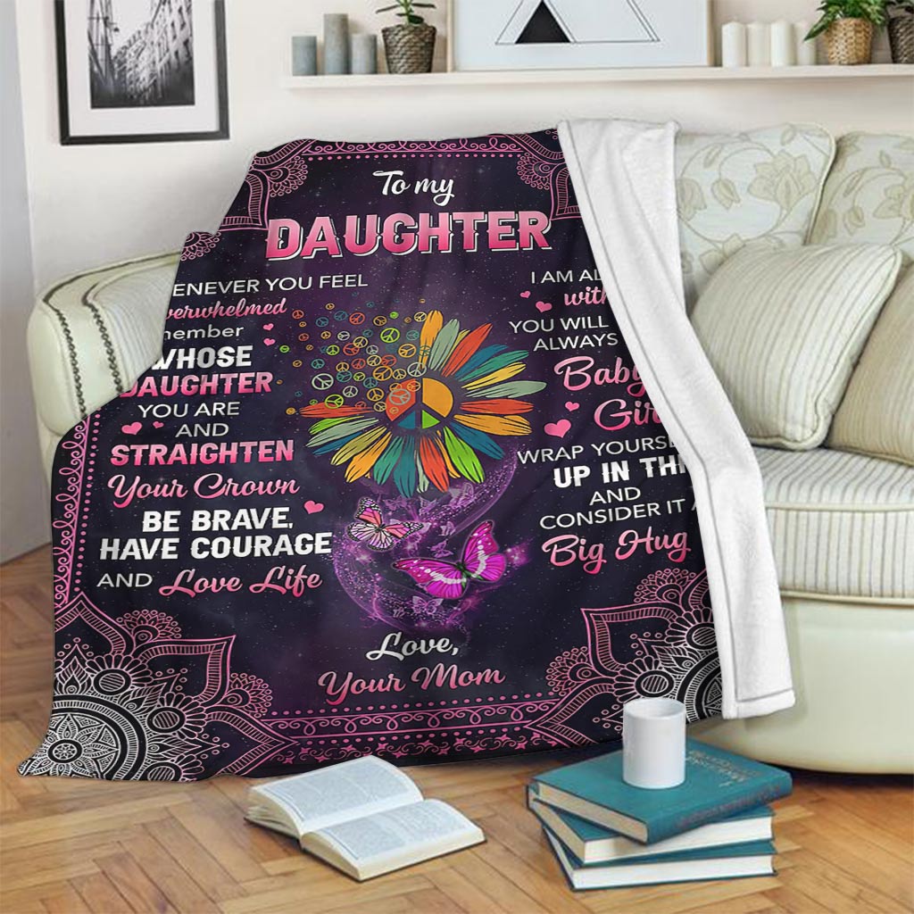 Hippie Butterfly To My Daughter Flannel Blanket For Cozy Bedroom Sofa Decor