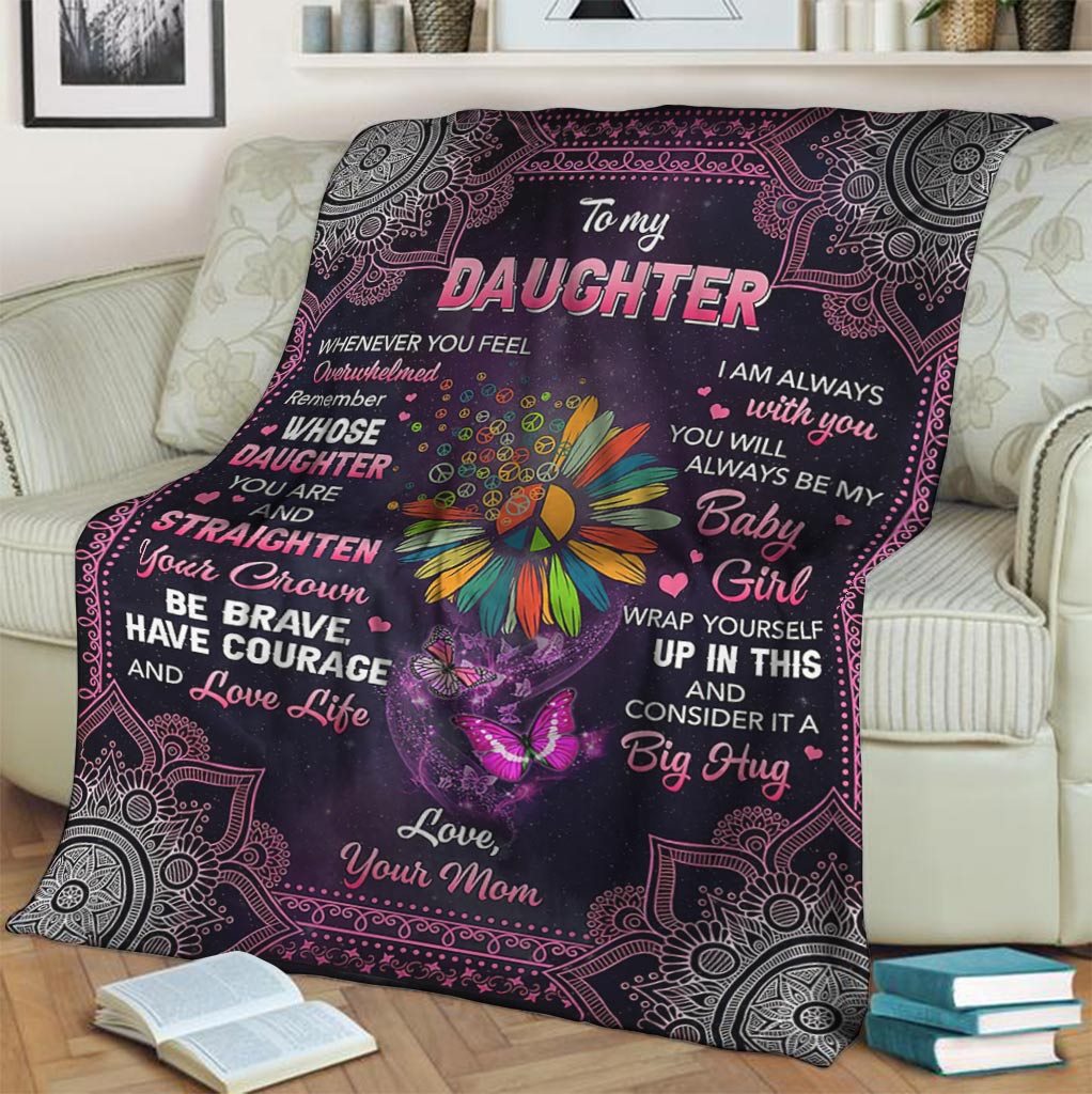 Hippie Butterfly To My Daughter Flannel Blanket For Cozy Bedroom Sofa Decor