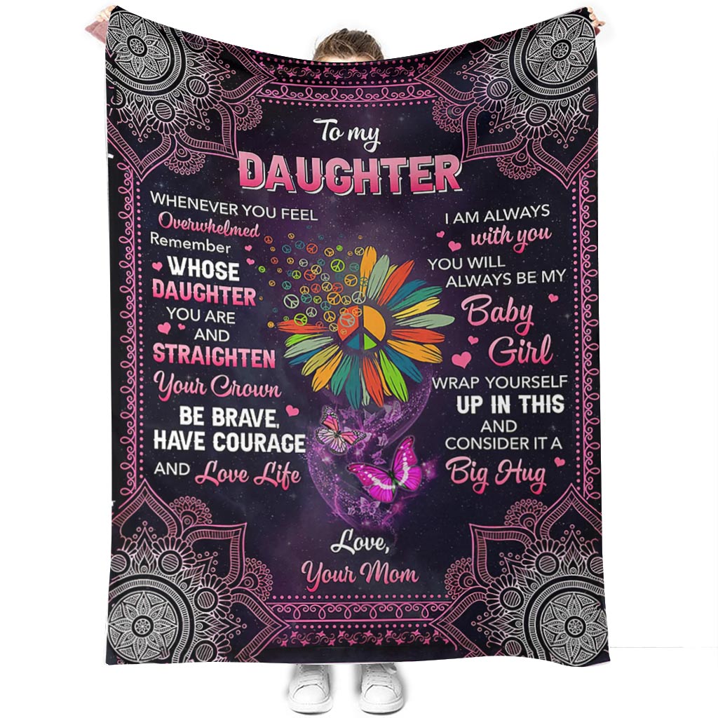 Hippie Butterfly To My Daughter Flannel Blanket For Cozy Bedroom Sofa Decor