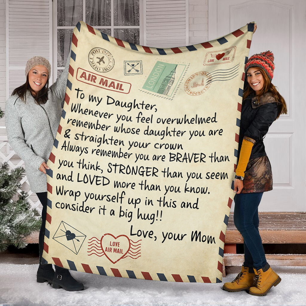 Dear Mom Daughter Love Letter Flannel Blanket For Cozy Bedroom Sofa Decor