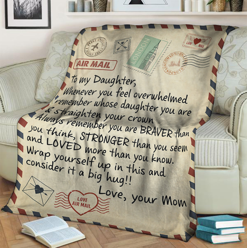 Dear Mom Daughter Love Letter Flannel Blanket For Cozy Bedroom Sofa Decor