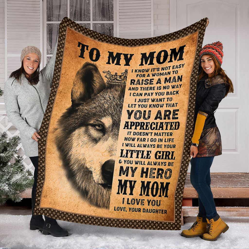 Wolf To My Mom I Love You My Hero Flannel Blanket For Cozy Bedroom Sofa Decor