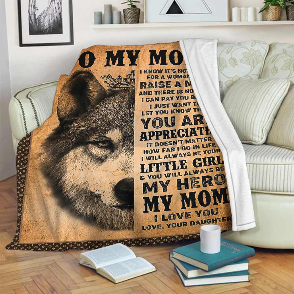 Wolf To My Mom I Love You My Hero Flannel Blanket For Cozy Bedroom Sofa Decor