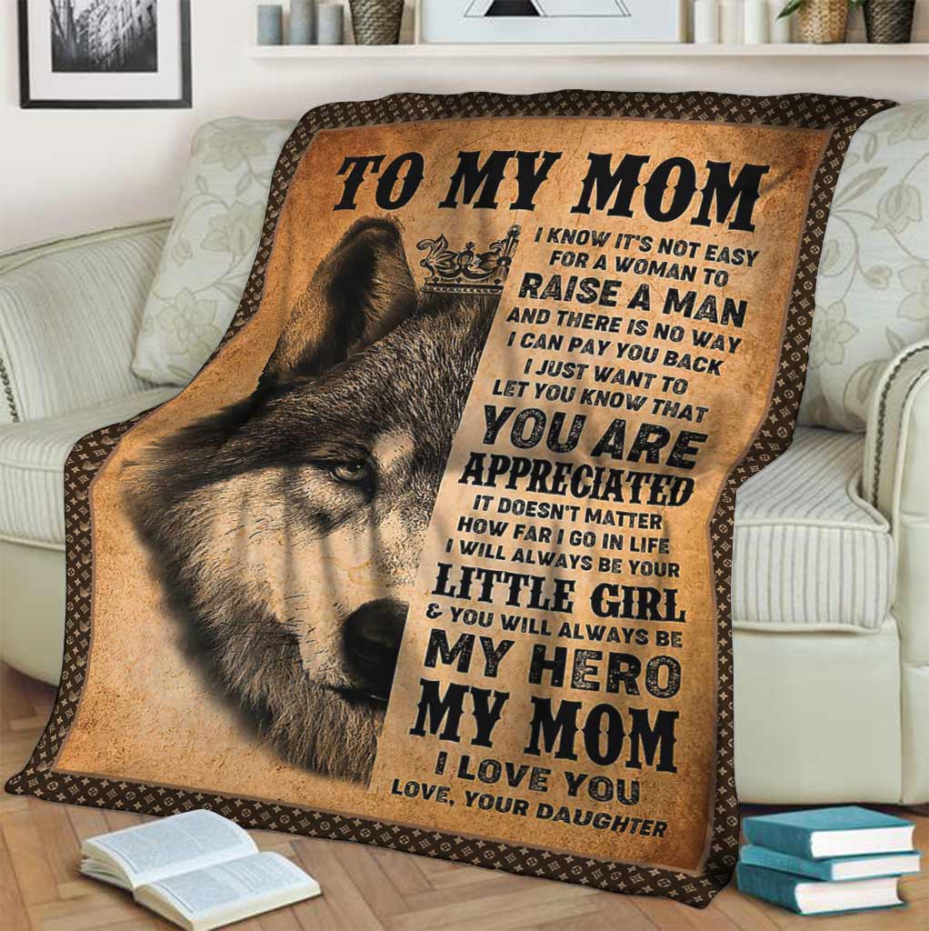 Wolf To My Mom I Love You My Hero Flannel Blanket For Cozy Bedroom Sofa Decor