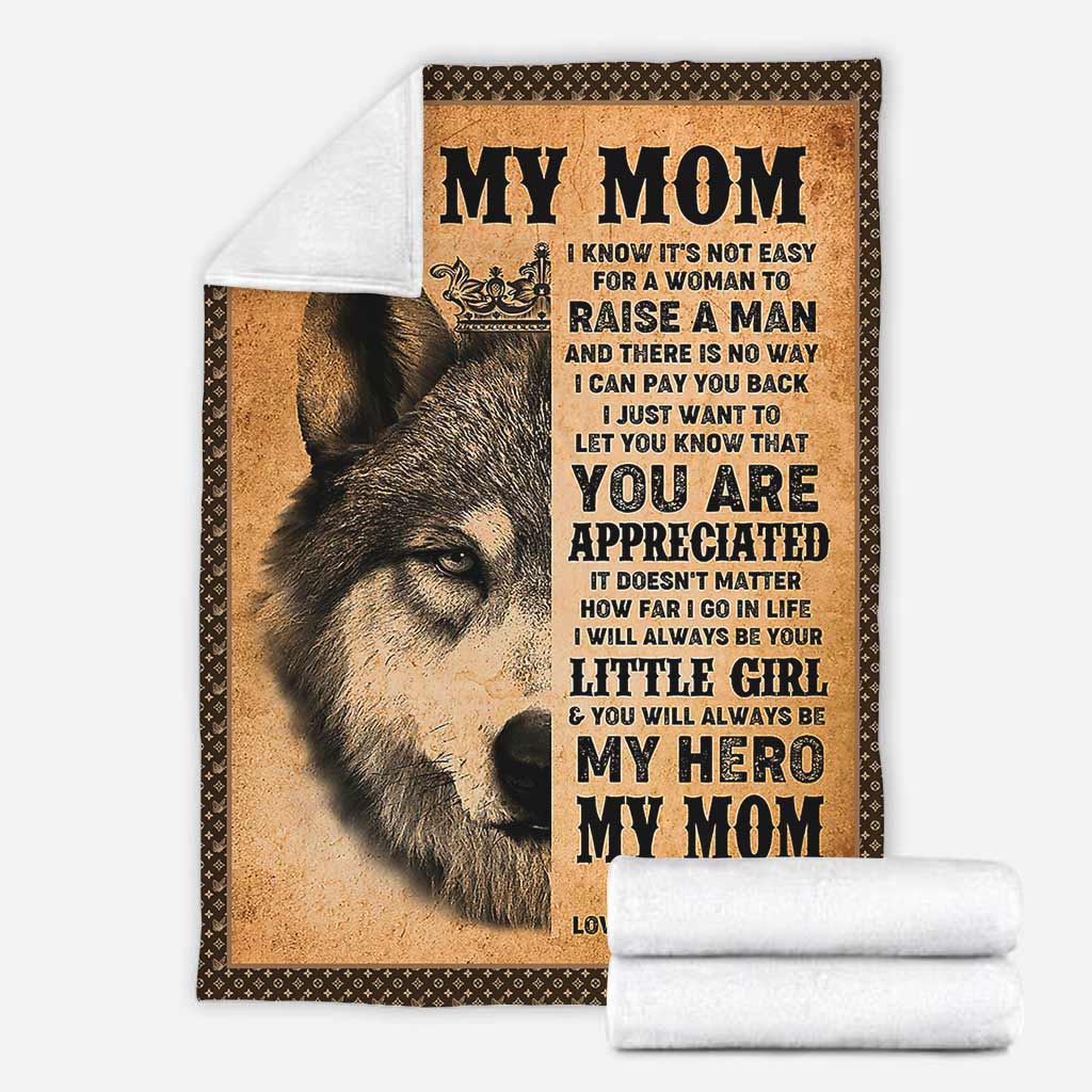 Wolf To My Mom I Love You My Hero Flannel Blanket For Cozy Bedroom Sofa Decor