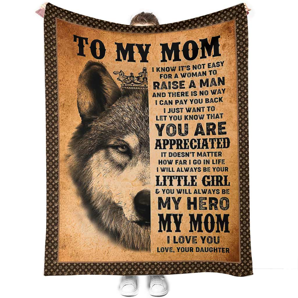 Wolf To My Mom I Love You My Hero Flannel Blanket For Cozy Bedroom Sofa Decor