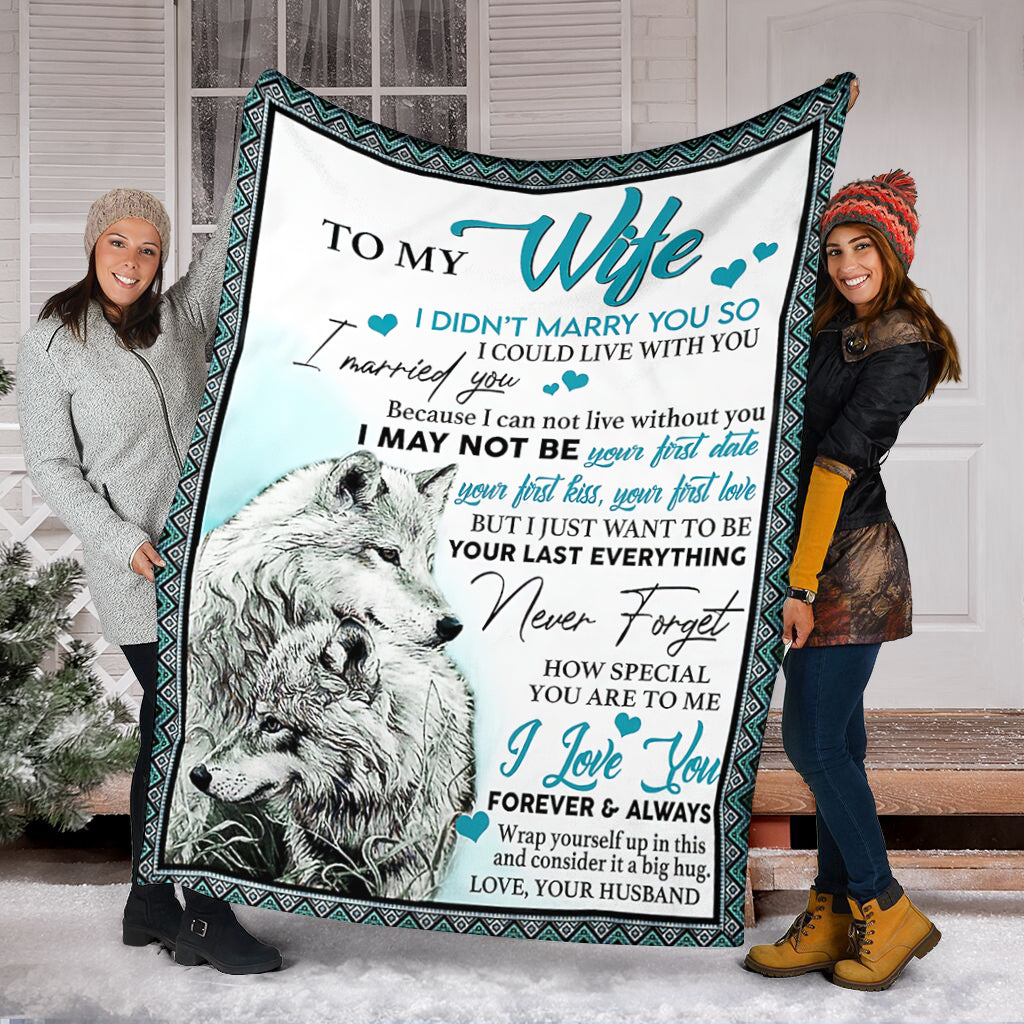 Wolf To My Wife I Love You I Could Live With You Flannel Blanket For Cozy Bedroom Sofa Decor