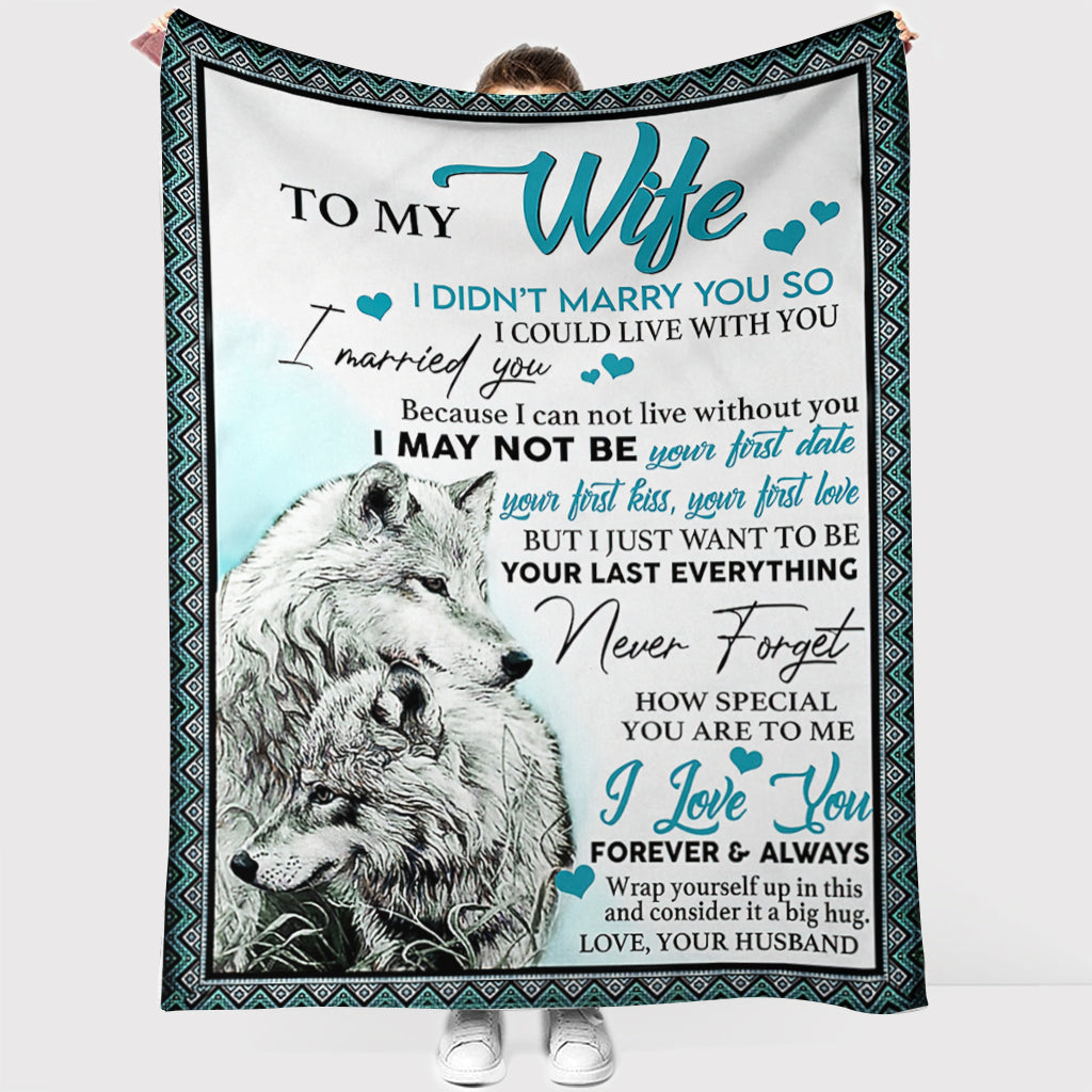 Wolf To My Wife I Love You I Could Live With You Flannel Blanket For Cozy Bedroom Sofa Decor
