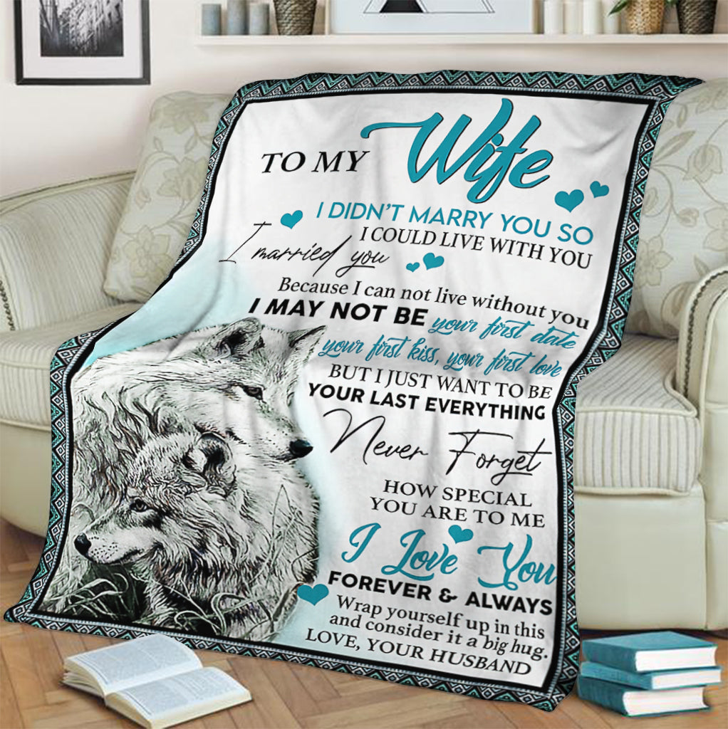 Wolf To My Wife I Love You I Could Live With You Flannel Blanket For Cozy Bedroom Sofa Decor