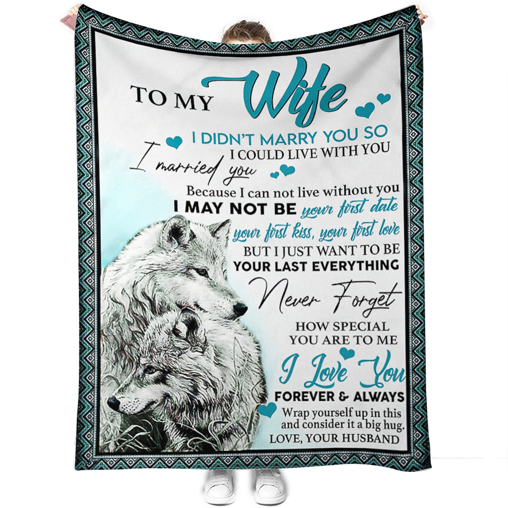 Wolf To My Wife I Love You I Could Live With You Flannel Blanket For Cozy Bedroom Sofa Decor