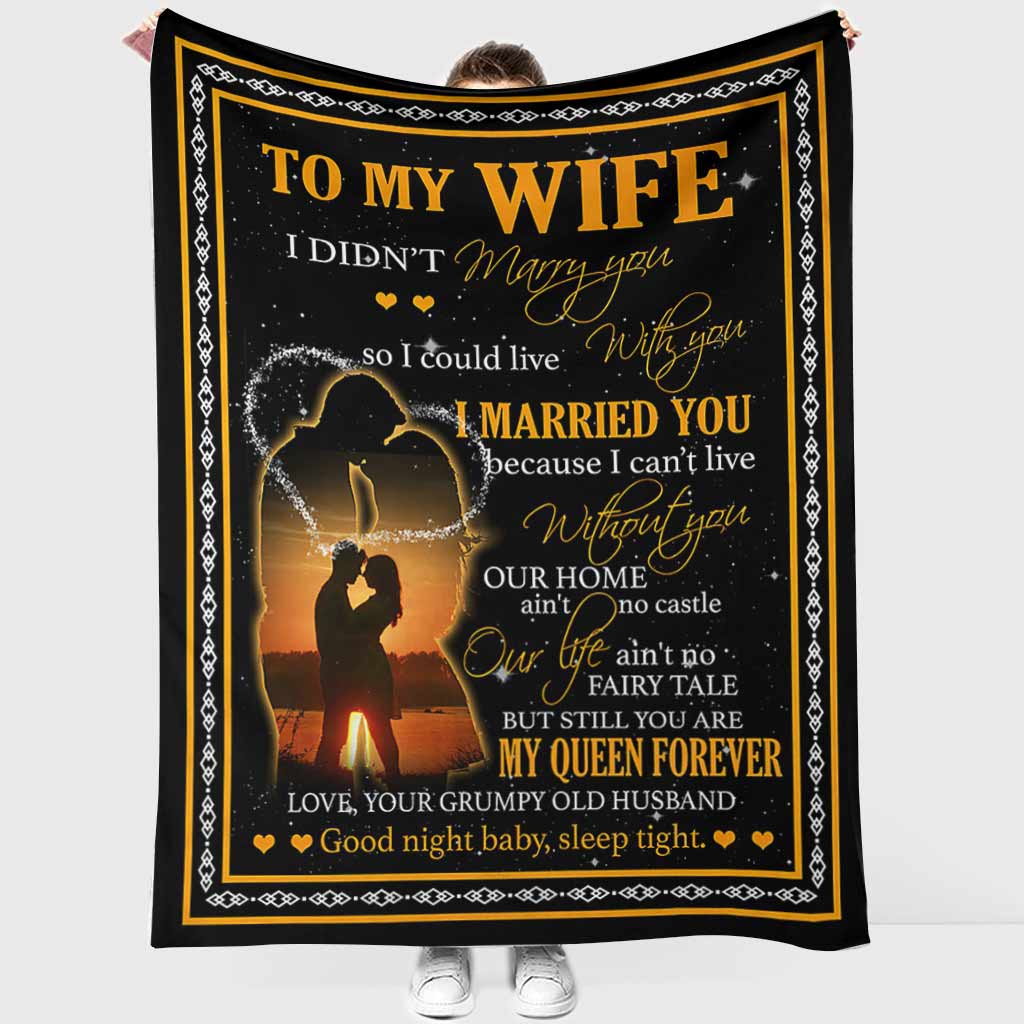Family To My Wife My Queen Forever Flannel Blanket For Cozy Bedroom Sofa Decor