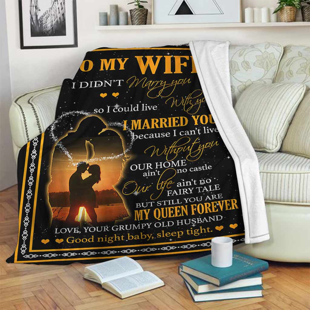 Family To My Wife My Queen Forever Flannel Blanket For Cozy Bedroom Sofa Decor
