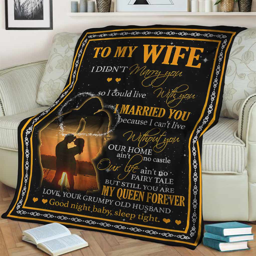 Family To My Wife My Queen Forever Flannel Blanket For Cozy Bedroom Sofa Decor