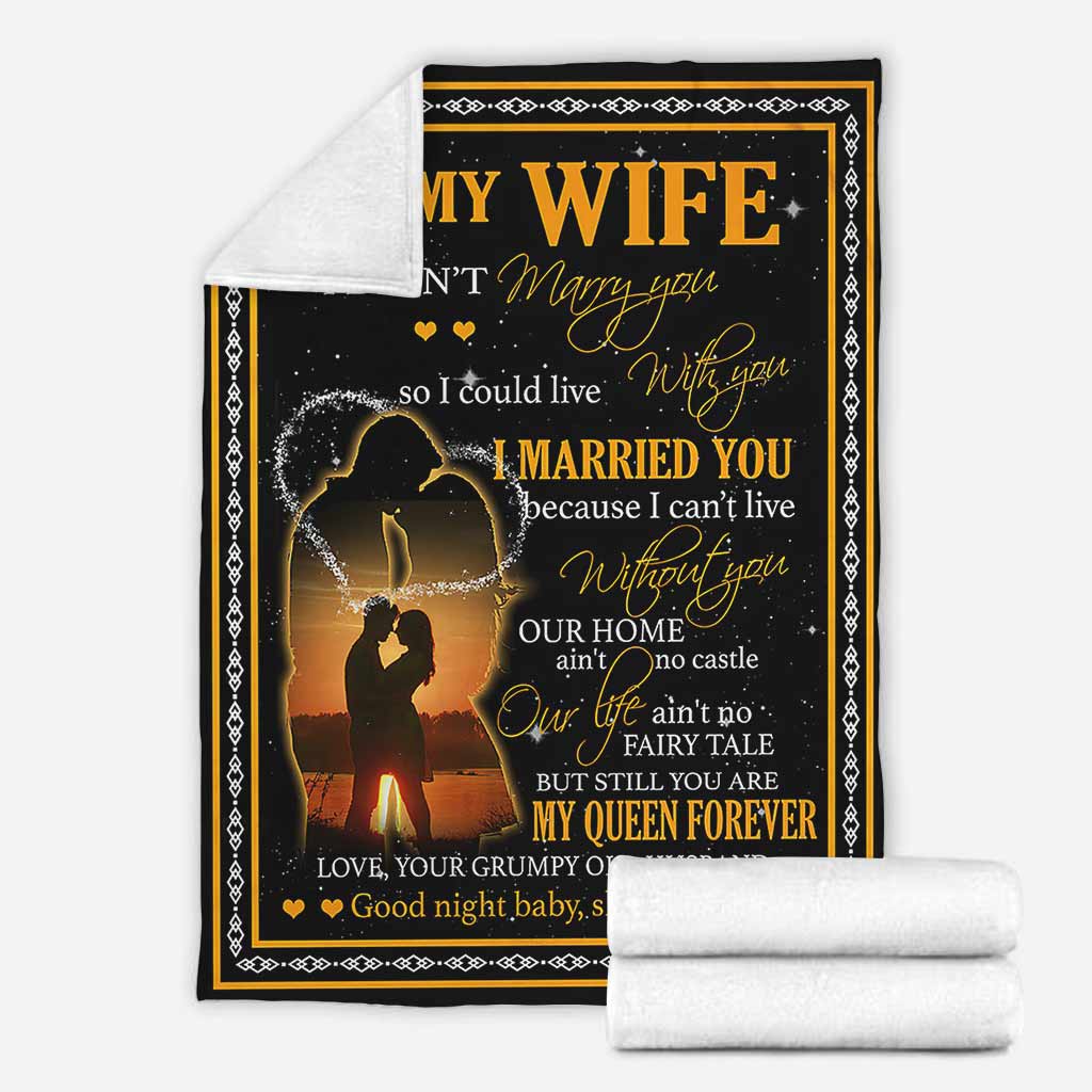 Family To My Wife My Queen Forever Flannel Blanket For Cozy Bedroom Sofa Decor