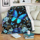 Butterfly Magic Blue Flannel Blanket For Cozy Bedroom Sofa Decor