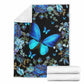 Butterfly Magic Blue Flannel Blanket For Cozy Bedroom Sofa Decor
