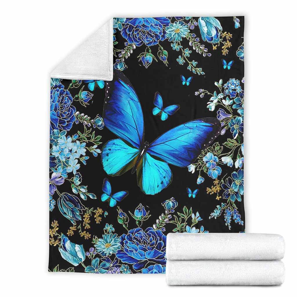 Butterfly Magic Blue Flannel Blanket For Cozy Bedroom Sofa Decor