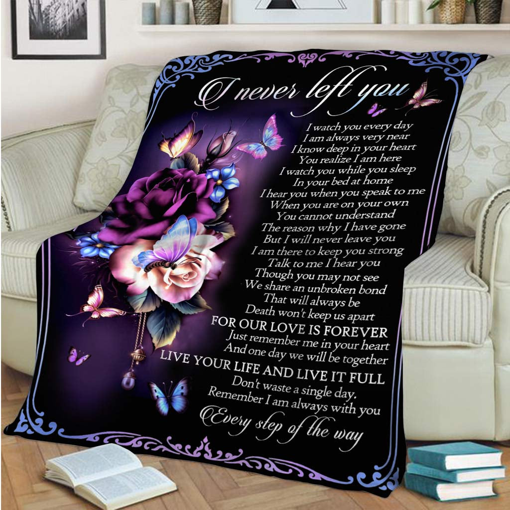 Butterfly Never Left You Memorial Flannel Blanket For Cozy Bedroom Sofa Decor