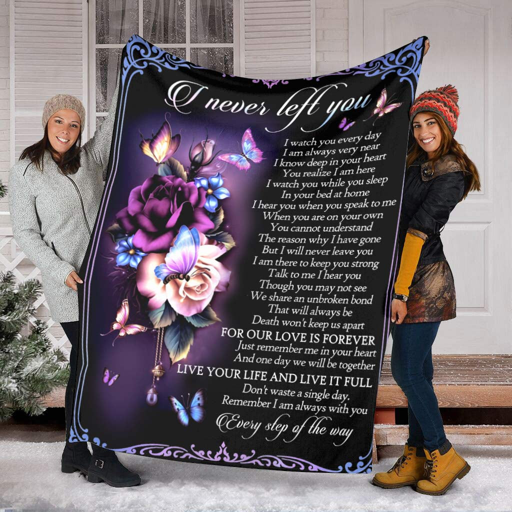 Butterfly Never Left You Memorial Flannel Blanket For Cozy Bedroom Sofa Decor