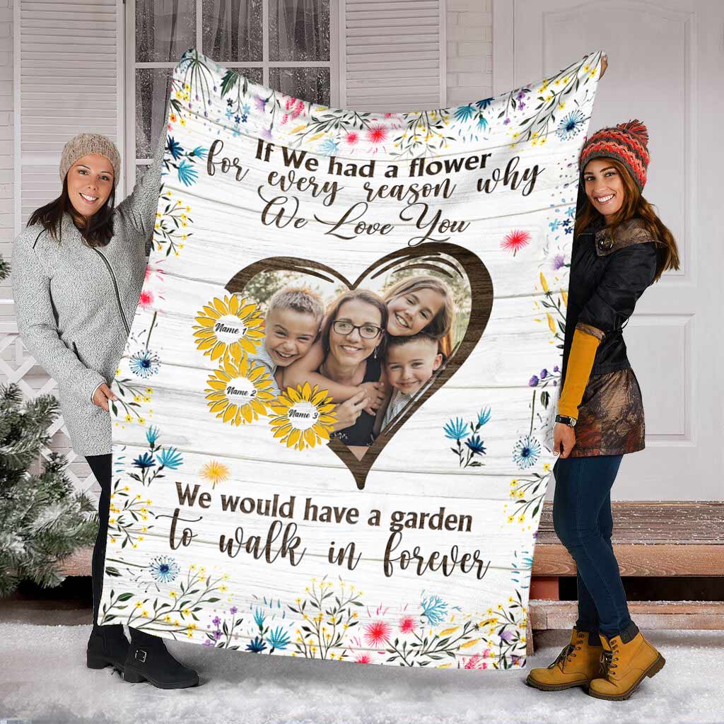 Family If We Had A Flower Custom Photo Flannel Blanket For Cozy Bedroom Sofa Decor
