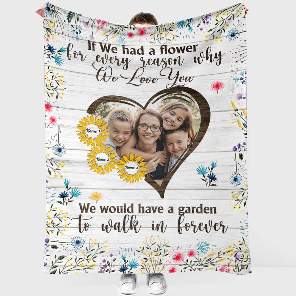 Family If We Had A Flower Custom Photo Flannel Blanket For Cozy Bedroom Sofa Decor