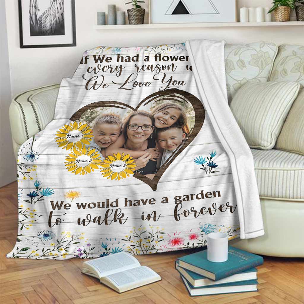 Family If We Had A Flower Custom Photo Flannel Blanket For Cozy Bedroom Sofa Decor