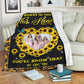 Sunflower Whenever You Touch This Heart Personalized Flannel Blanket For Cozy Bedroom Sofa Decor