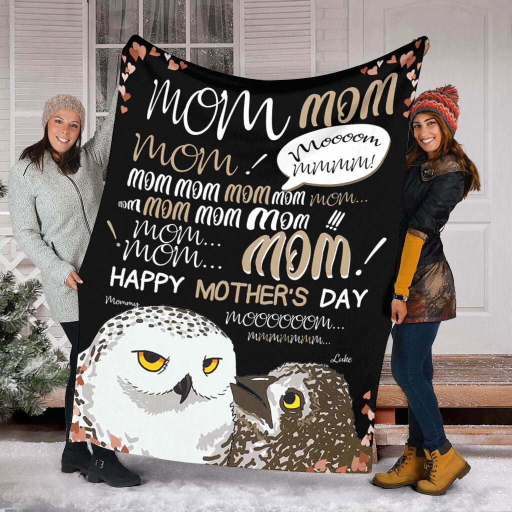 Owl Mom Hey Mom Personalized Flannel Blanket For Cozy Bedroom Sofa Decor
