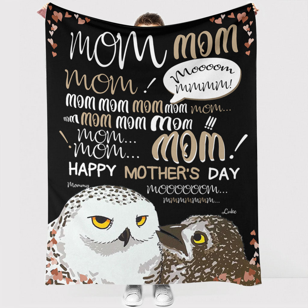 Owl Mom Hey Mom Personalized Flannel Blanket For Cozy Bedroom Sofa Decor