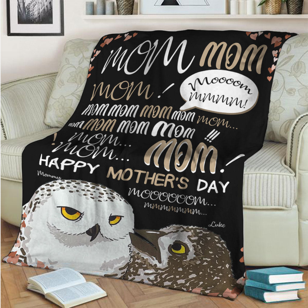 Owl Mom Hey Mom Personalized Flannel Blanket For Cozy Bedroom Sofa Decor