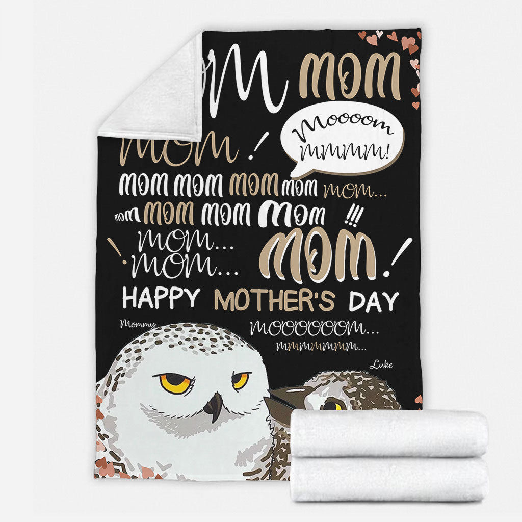 Owl Mom Hey Mom Personalized Flannel Blanket For Cozy Bedroom Sofa Decor