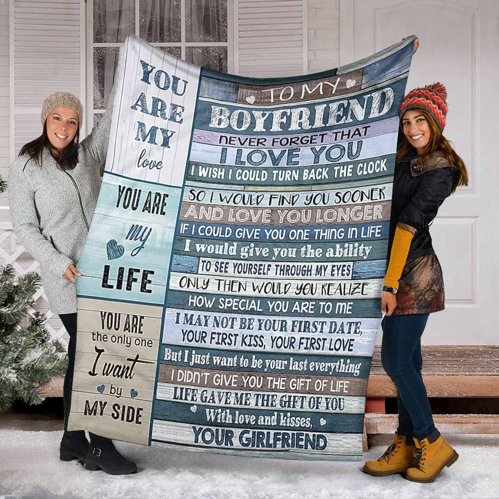Family To My Boyfriend I Love You Flannel Blanket For Cozy Bedroom Sofa Decor