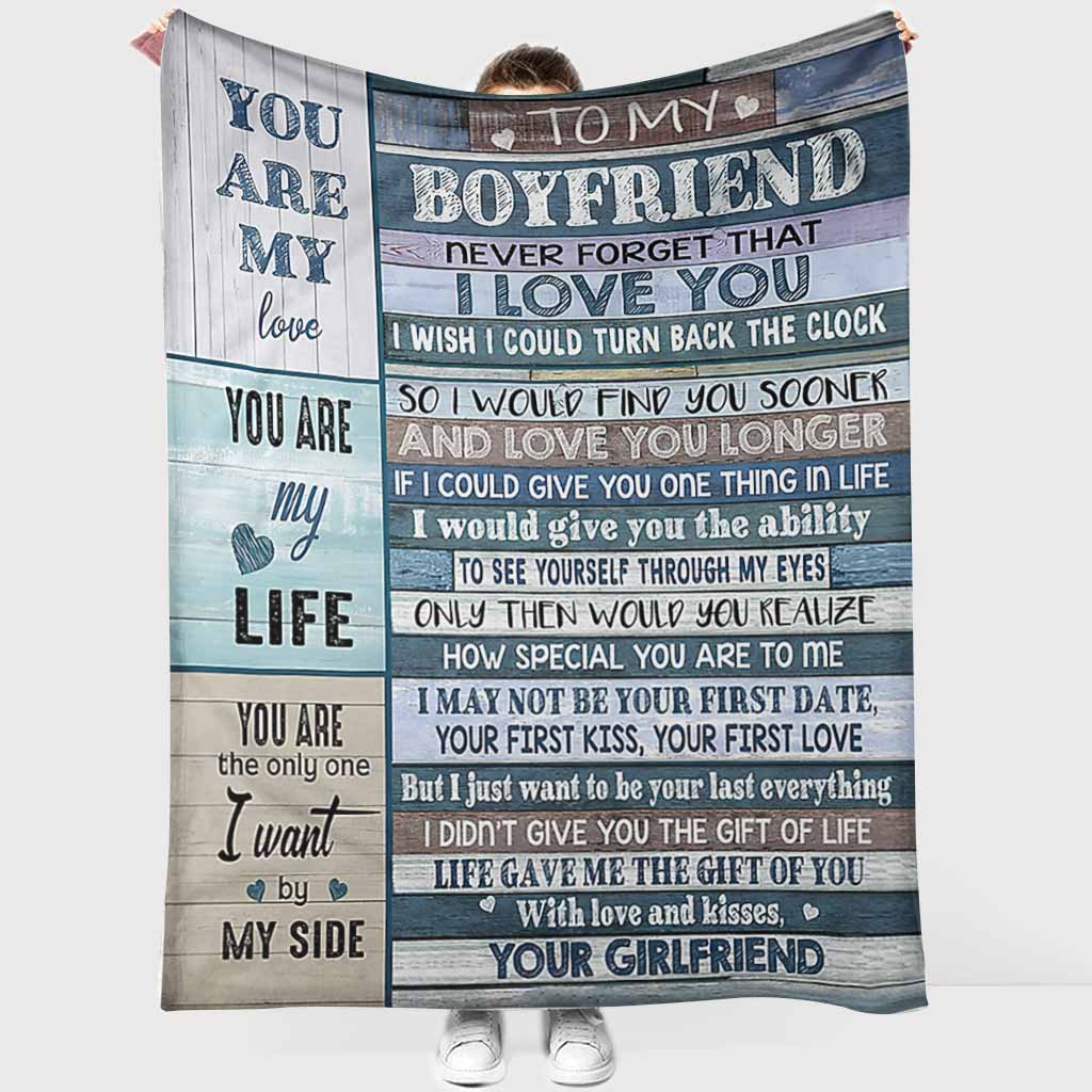 Family To My Boyfriend I Love You Flannel Blanket For Cozy Bedroom Sofa Decor