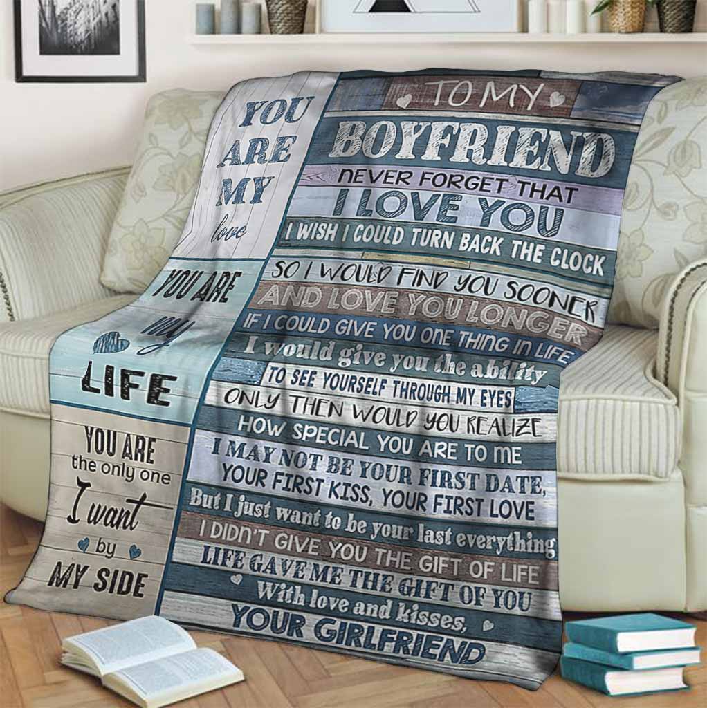 Family To My Boyfriend I Love You Flannel Blanket For Cozy Bedroom Sofa Decor