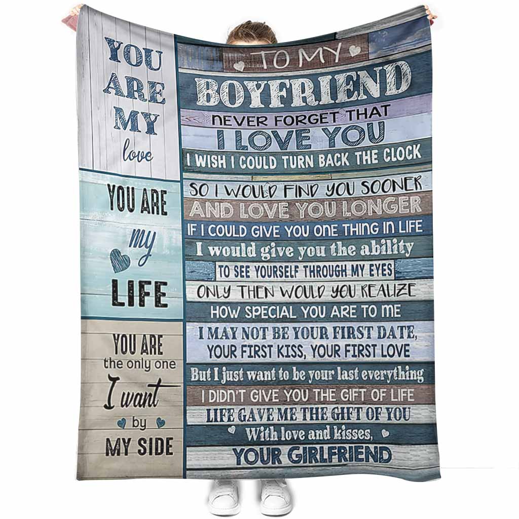 Family To My Boyfriend I Love You Flannel Blanket For Cozy Bedroom Sofa Decor