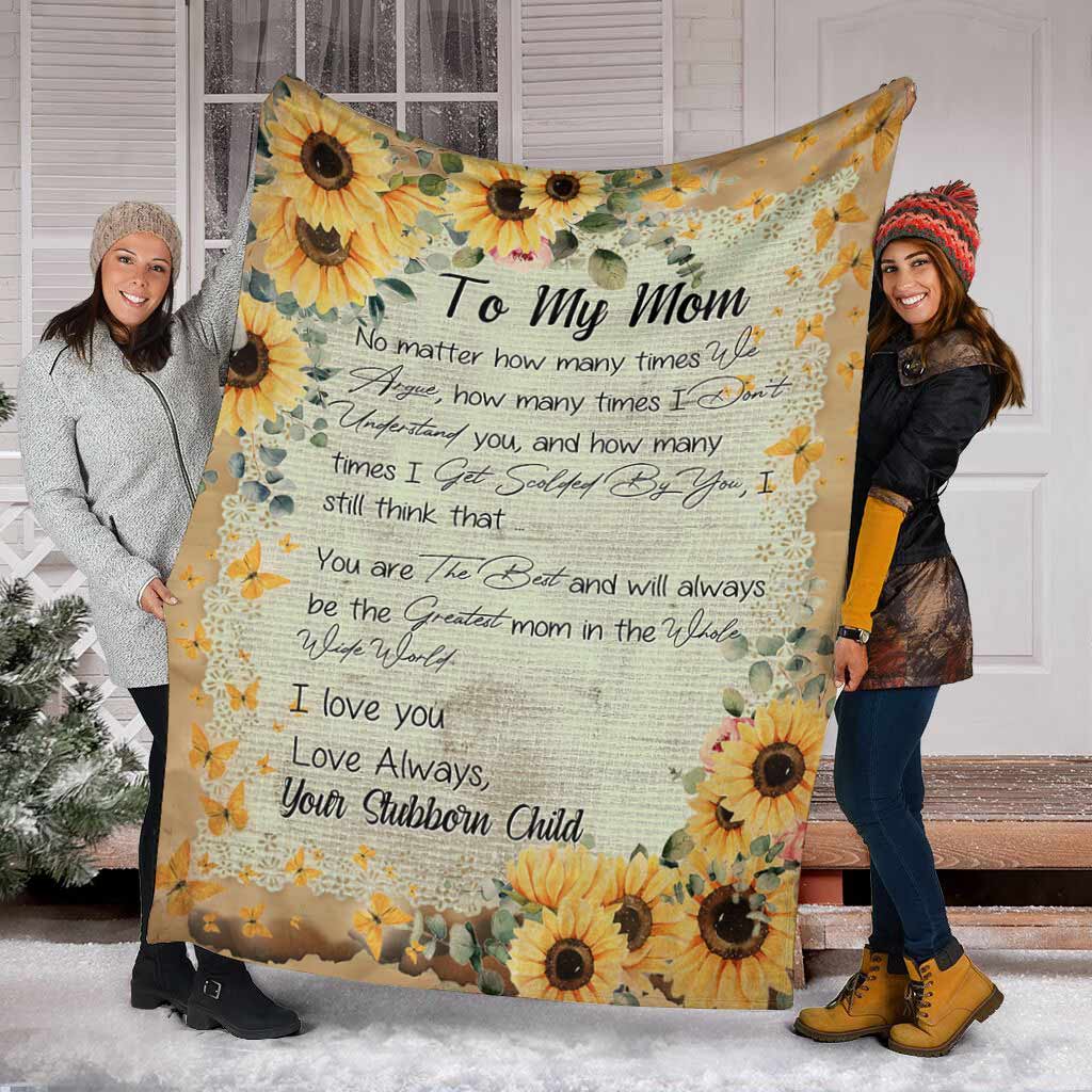 Sunflower My Mom I Love You Flannel Blanket For Cozy Bedroom Sofa Decor