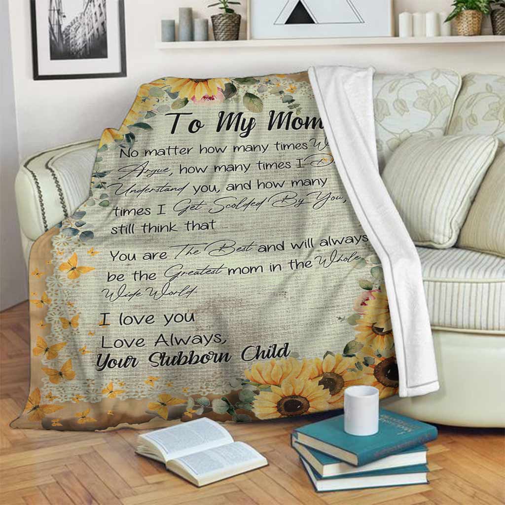 Sunflower My Mom I Love You Flannel Blanket For Cozy Bedroom Sofa Decor