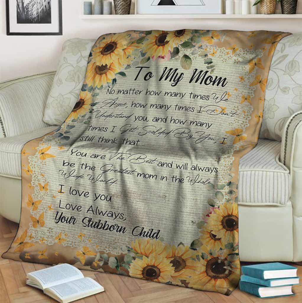 Sunflower My Mom I Love You Flannel Blanket For Cozy Bedroom Sofa Decor