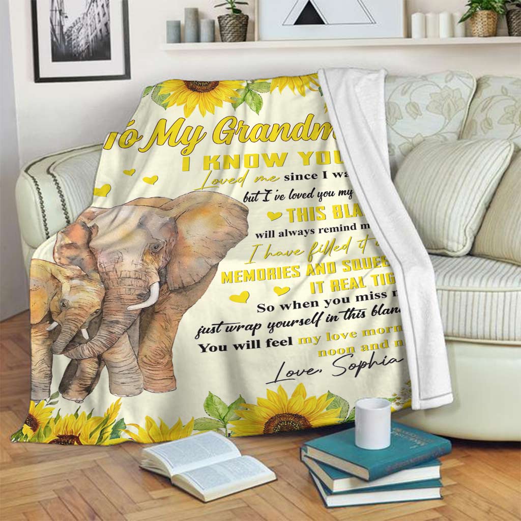 Elephant Sunflower I've Loved You My Whole Life Personalized Flannel Blanket For Cozy Bedroom Sofa Decor
