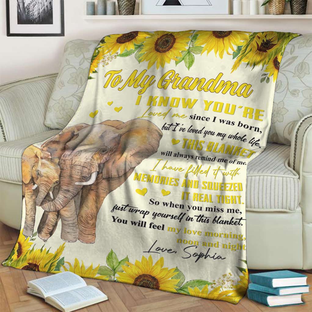 Elephant Sunflower I've Loved You My Whole Life Personalized Flannel Blanket For Cozy Bedroom Sofa Decor