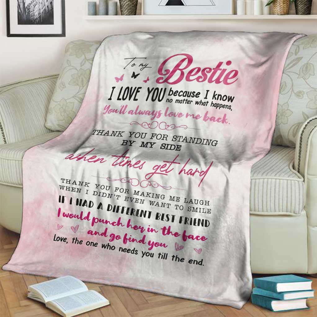 Bestie To My Sister Flannel Blanket For Cozy Bedroom Sofa Decor