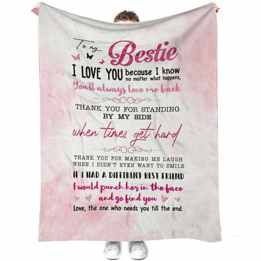 Bestie To My Sister Flannel Blanket For Cozy Bedroom Sofa Decor